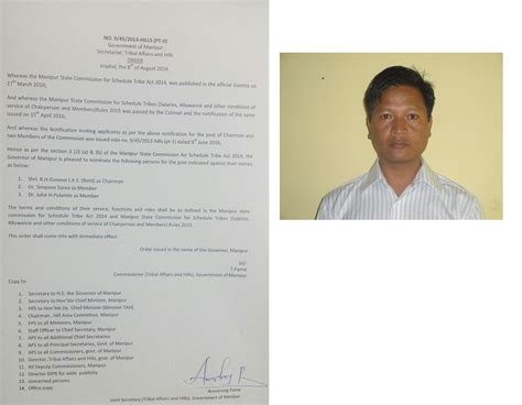 Manipur State Commission for Schedule Tribe Act 2014 member dingin Dr ...