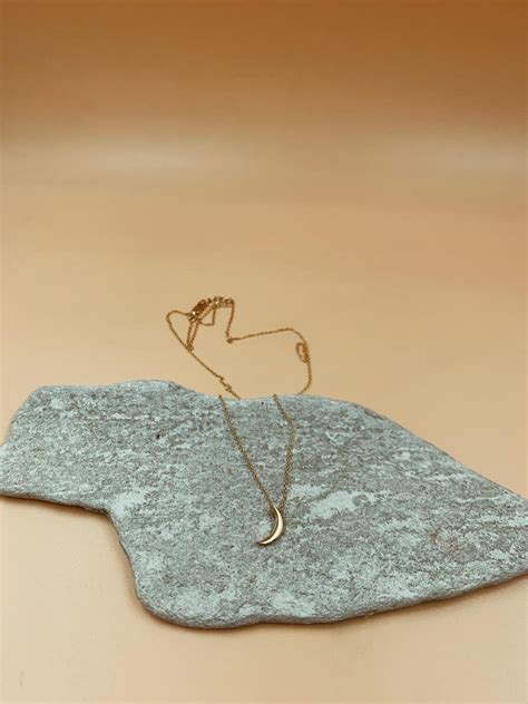 Mini Crescent Moon Sterling Silver Necklace in Gold Tone – Shop Lune