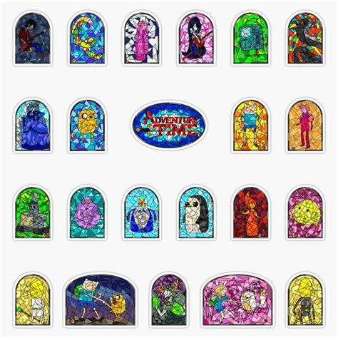 Buy Stained Glass Adventure Time Collection Vinyl Waterproof Sticker ...