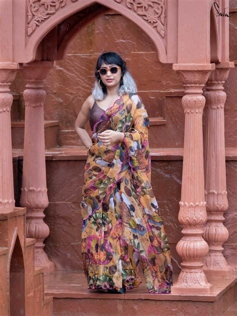 Woven Organza Silk Saree In Mustard Colour|Bhari Mandi|Suta