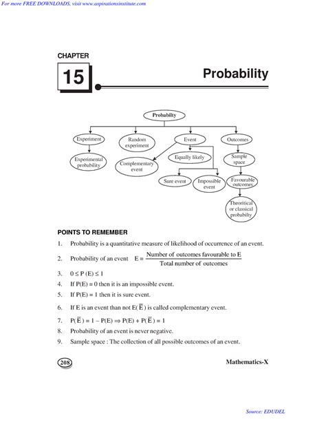 10 Maths Probability Notes Question Bank - 208 Mathematics-X Probabilty ...