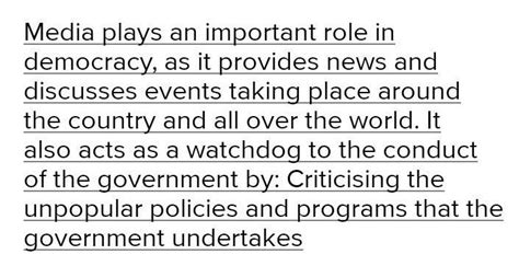 In what ways does the media playan important role in a democracy ...