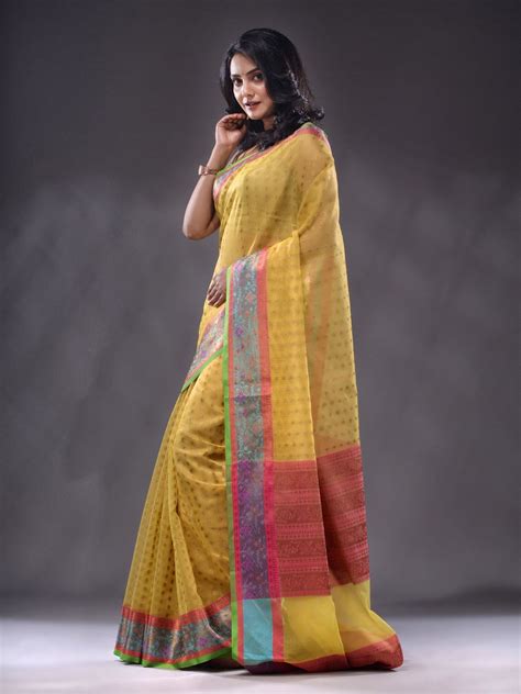 Yellow Resham Kota Handwoven Saree With Zari Woven Ethnic And Nakshi P ...