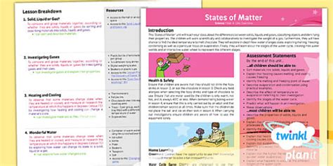 Science: States of Matter Year 4 Planning Overview - Twinkl