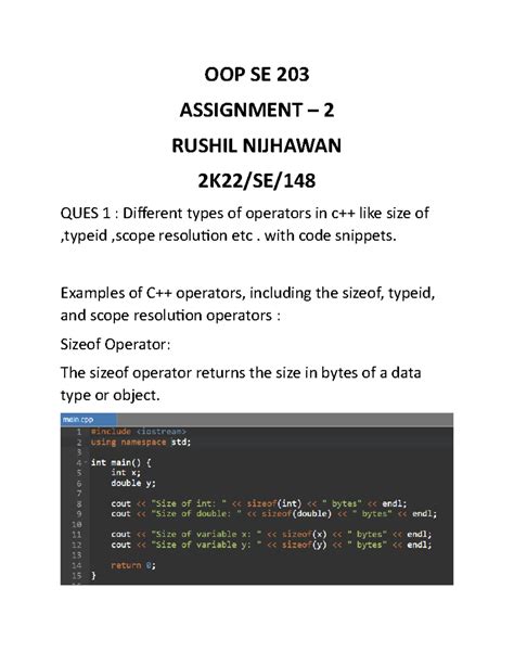 OOP SE 203 ASSIGNMENT 2: Operators, Abstract Classes & Inheritance ...