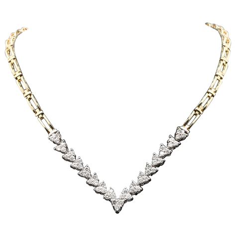 Modern Round Diamonds Gold Necklace, 18K Yellow Gold Diamond Necklace ...