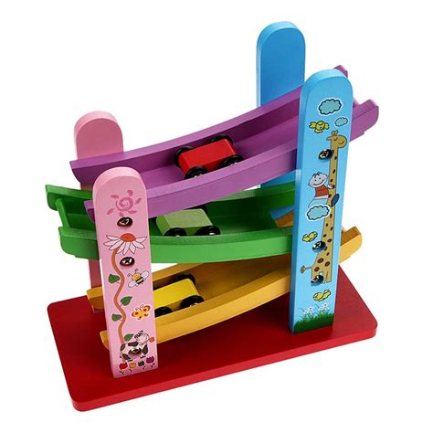 Buy lakshya india slippery cars 3 wooden racing toy with a permanent ...