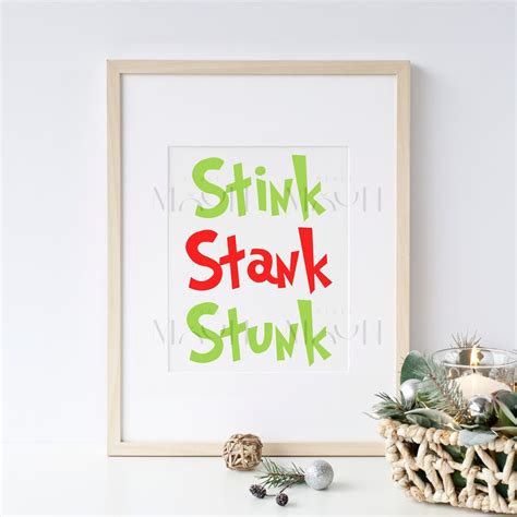 Stink Stank Stunk, Grinch Digital Sign Print, Christmas Grinch Poster ...