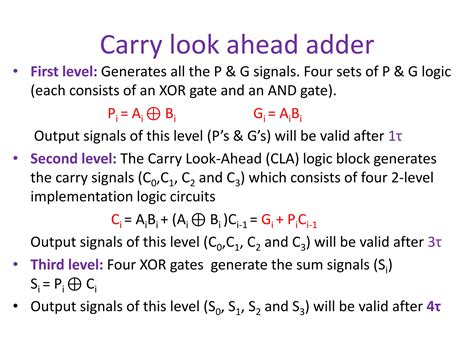 Carry Look Ahead Adder, ALU, Encoders and Decoders | PPT