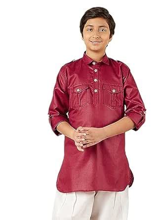 Buy AJ DEZINES Kids Ethnic Wear Pure Cotton Maroon Pathani Kurta for ...