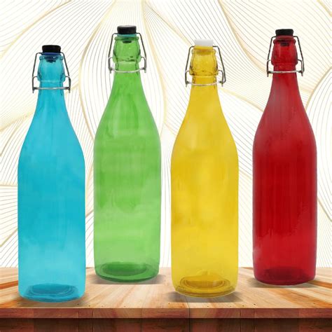pb Papyrusbolsys Frosted Glass Bottle, 1000 ml, Set of 4, Multicolour ...