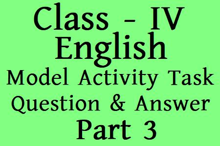 WB Class 4 English Model Activity Task - 3 WBBSE চতুর্থ শ্রেণী ইংরেজি ...