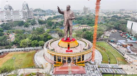 Telangana CM unveils 125 ft-tall Ambedkar statue unveiled in Hyderabad