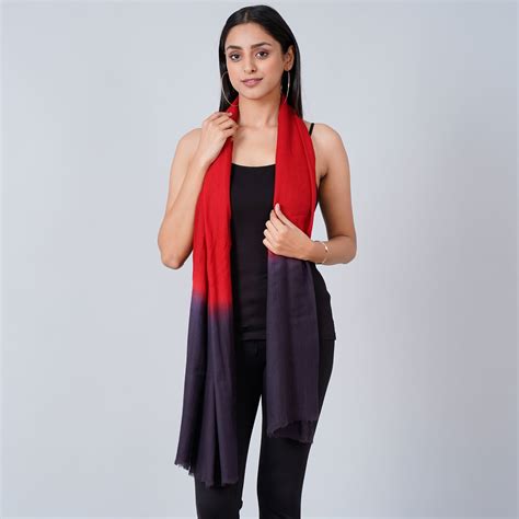 Red and Grey Colour Block Scarf – First Resort by Ramola Bachchan