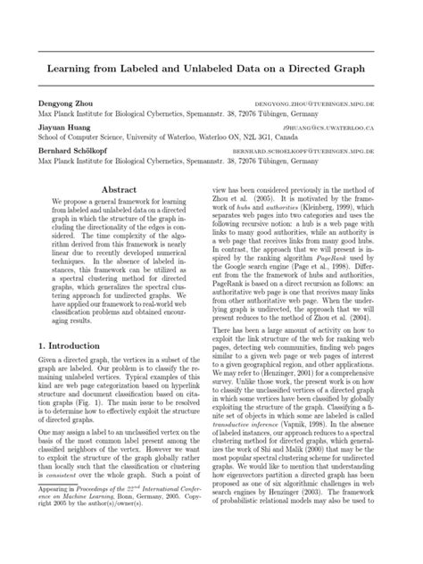 Learning From Labeled and Unlabeled Data On A Directed Graph | PDF ...