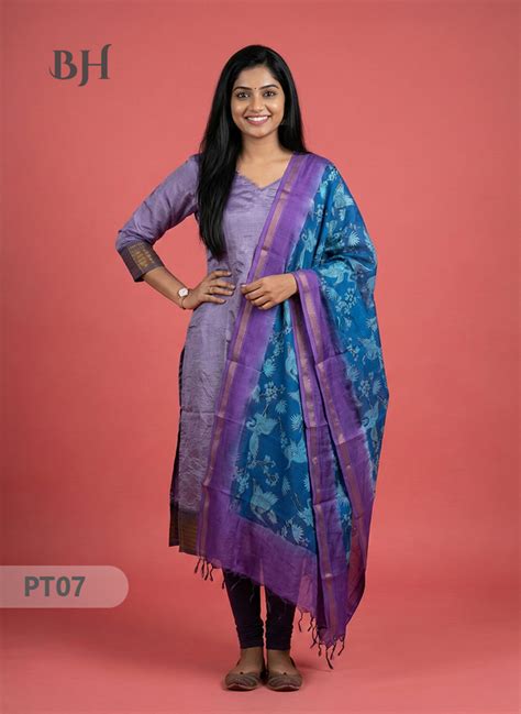 Mangalagiri Semi Pattu Dress Set in Pastel Purple | 2pc Kurti with Kal ...