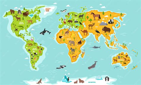 18+ Free Wild Animal With World Maps Vector