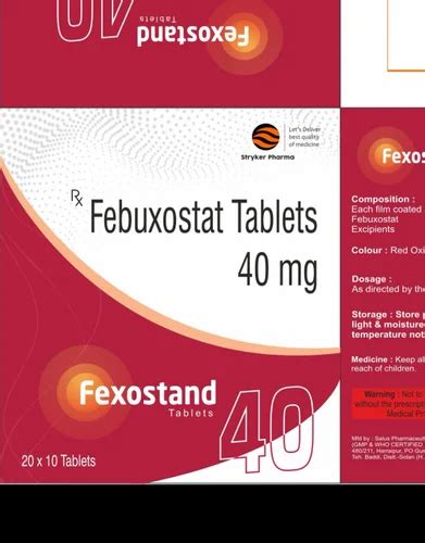 Pharmaceutical Injection - Febuxostat 40 Mg Tablets Manufacturer from ...