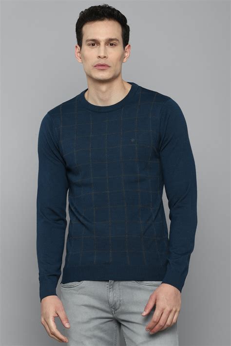 Buy Men Navy Check Crew Neck Full Sleeves Sweater Online - 749705 ...