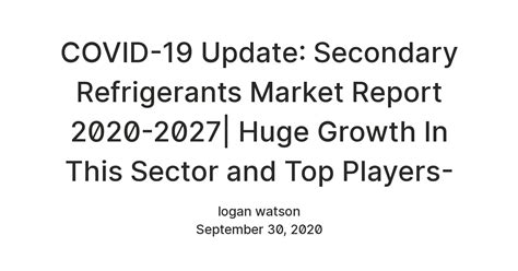 COVID-19 Update: Secondary Refrigerants Market Report 2020-2027| Huge ...