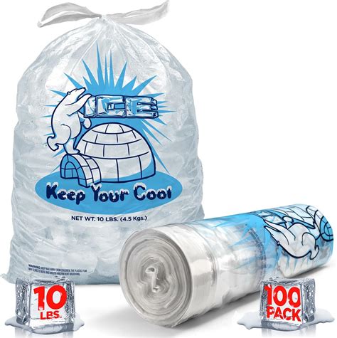 Shop Square Plastic Ice Bags 10 lb. with Drawstring - 100 Pack Reusable ...