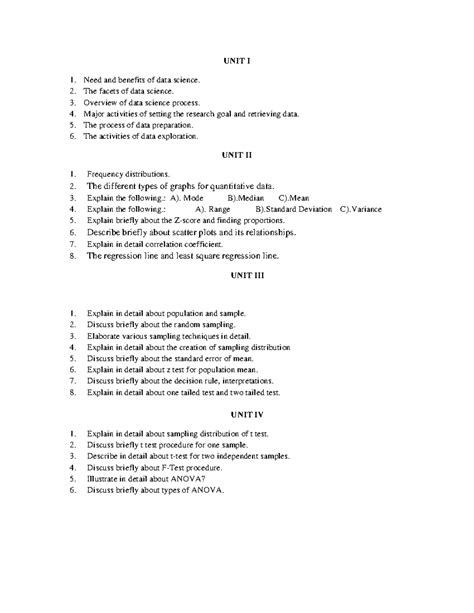 FDSA Important Questions for Data Science Exam Review - Studocu