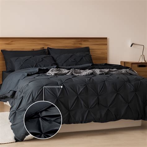 Cozy Comfort Queen Comforter Set - 7 Pieces Pintuck, Black Bed in A Bag ...