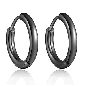 Buy VIEN 316L Men's Surgical Stainless Steel Huggie Hoop Earrings ...