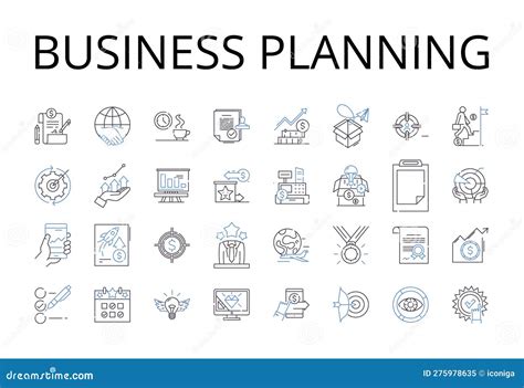 Business Planning Line Icons Collection. Marketing Strategy, Financial ...