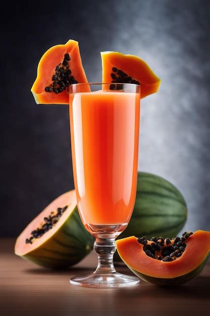 Freshly squeezed papaya juice in a glass healthy drink | Premium AI ...