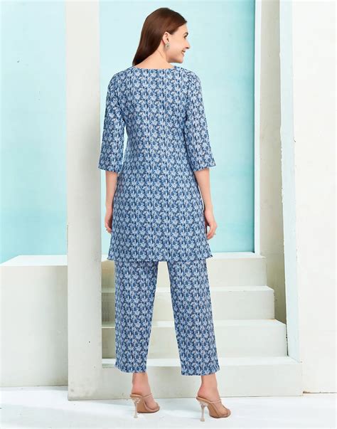 Cotton Blend Printed V-Neck Co-ord Set – Skylee
