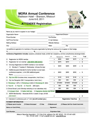 Fillable Online docs mora Registration - Attendee.doc - docs mora Fax ...