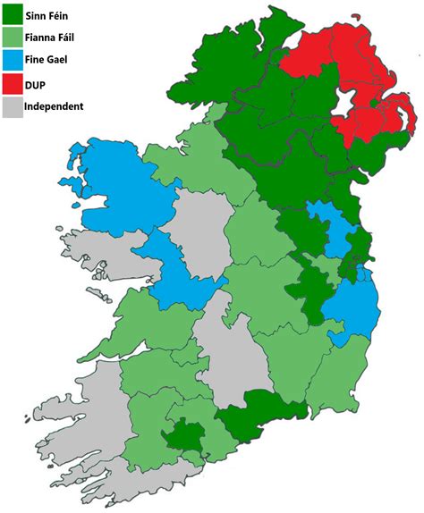 Largest party in every constituency in Ireland - by first preference ...