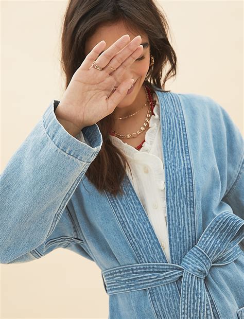 Buy Denim Belted Longline Kimono at Marks & Spencer