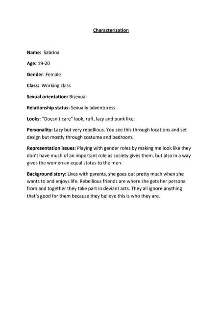 Image result for Characterization Paragraph Examples