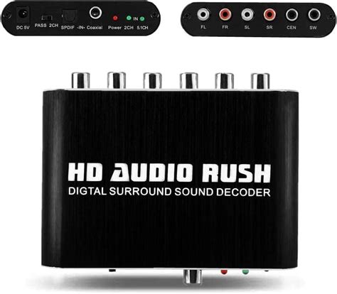 RuhZa® 5.1 CH Audio Decoder SPDIF Coaxial to RCA DTS AC3 Digital to 5.1 ...