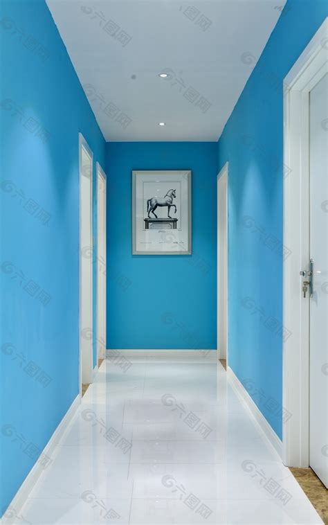蓝色墙壁家装效果图装饰装修素材免费下载(图片编号:8660214)-六图网