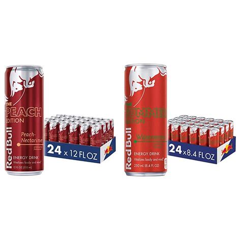 Buy Red Bull Energy Drink, Peach-Nectarine, 12 Fl Oz (24 Count), Peach ...