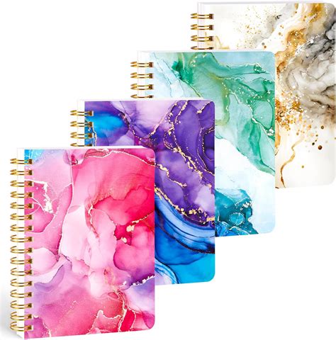 Amazon.com : HIBOX 4PCS Mini Spiral Notepads A6, Marbleized Pocket ...