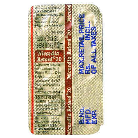 Nicardia Retard 20 Tablet | Uses, Side Effects, Price | Apollo Pharmacy