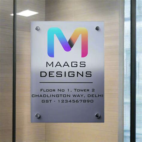 Office Name Plate with Logo in Acrylic | Custom name plate for Office ...