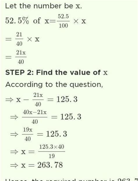 Find the number: When increased by 52.5% becomes 125.3 - Brainly.in