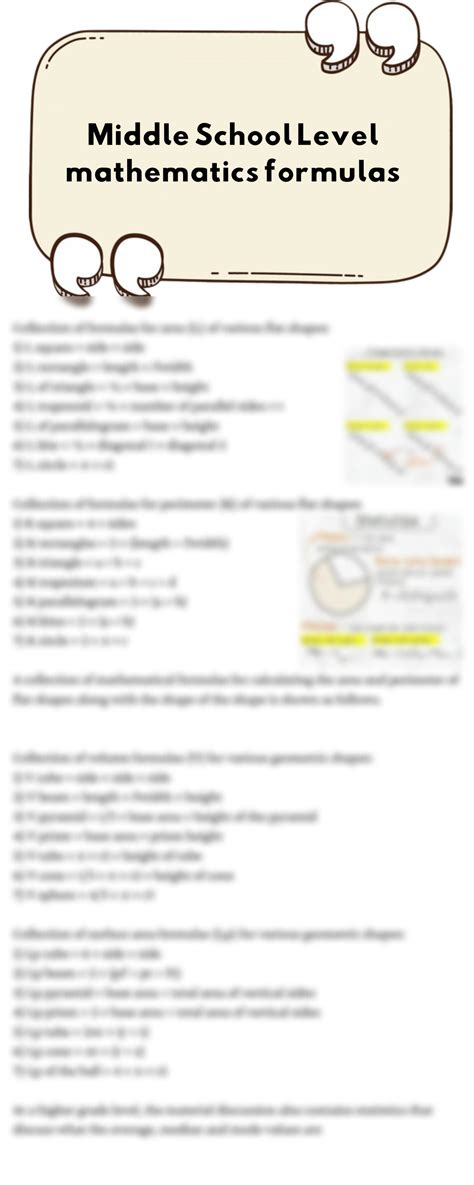 Image result for Middle School Math Formulas