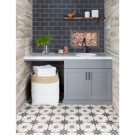 White Ceramic Tile Bathroom Floor