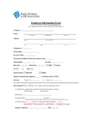 new employee information form Templates - Fillable & Printable Samples ...