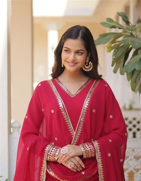 Pink Party wear Embroidery Sequin Women Gown Dupatta Suit – mahezon