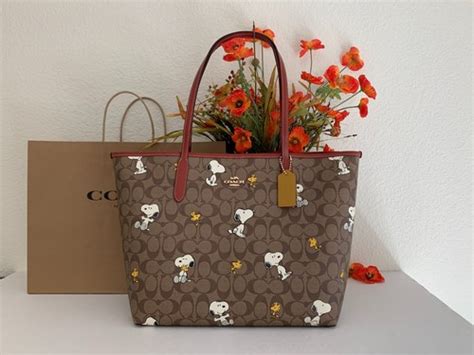 Buy NWT Coach X Peanuts City Tote In Signature Canvas With Snoopy ...
