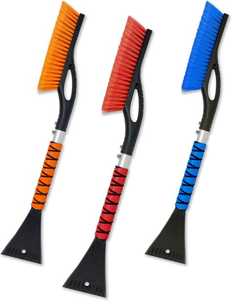 EcoNour 27" Aluminum Car Snow Scraper and Brush (Orange, Red & Blue ...