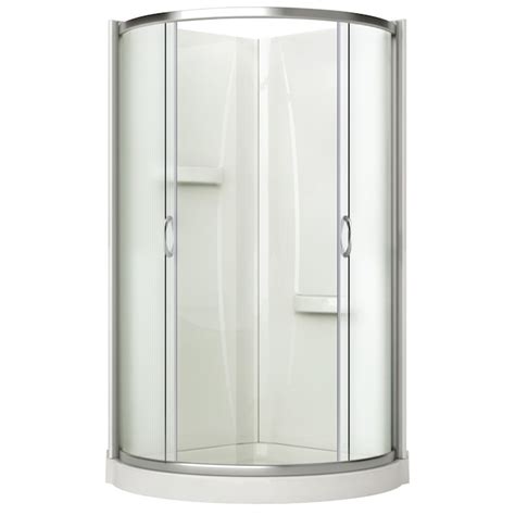Aciflex 76"H x 36"W x 36"L Chrome Round Corner Shower Kit with Chrome ...