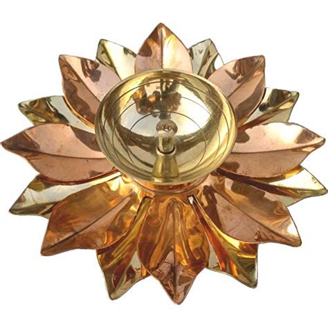 Buy Metaldecor Brass Flower Design Akhand Diya Oil lamp for Worship ...